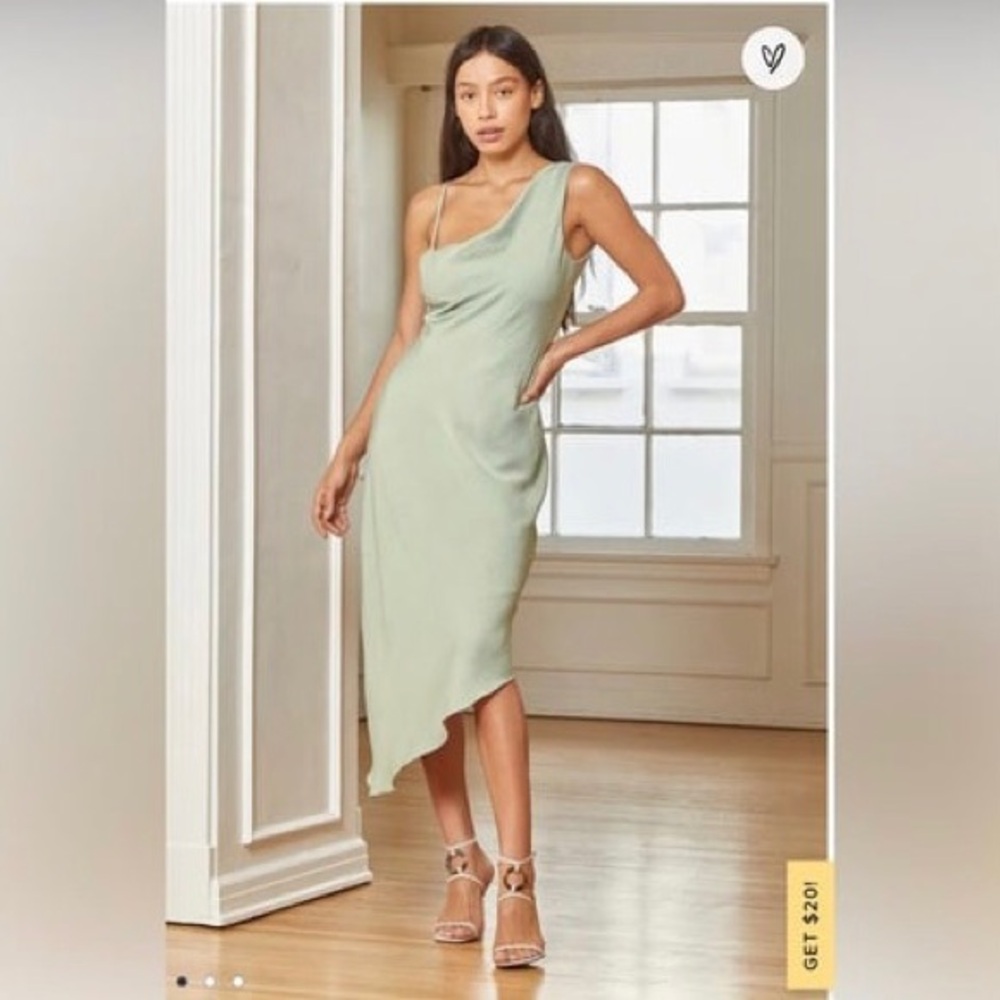 Sage Green Asymmetrical Midi Dress